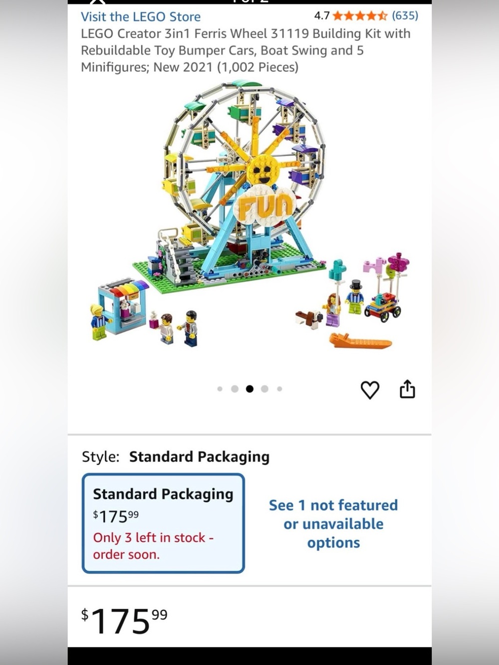 Lego Creator 3 in 1 Ferris wheel set 31119